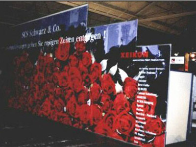 Messestnde mit Beispieldrucken