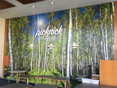 3D Schriftzug Holzscheibe Digitaldruck und Logo gefrst