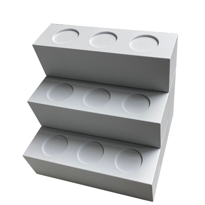 Verkaufsdisplay Treppe Stapelbare Holzklötze mit Vertiefungen