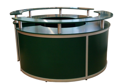 mit Theke Heilbronner Land Halbkreis, Stellwand, Grodruck, Prospektstndern
Mbel und Messezubehr mieten.