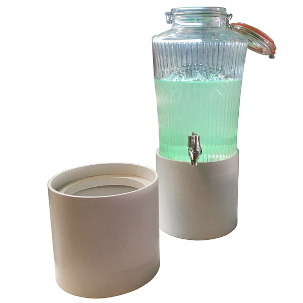 Mobiler Verkaufsstand Prsentationsstand autonomer Betrieb mit LED Leuchtpodest fr Getrnkespender