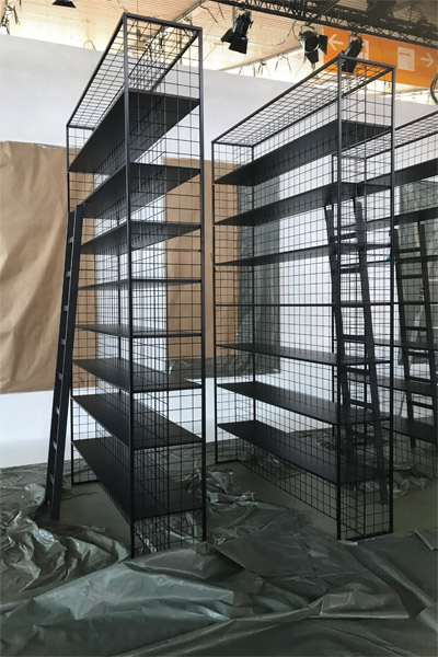 Stahlregal geschweisst ca. 3,20m mit Leiter